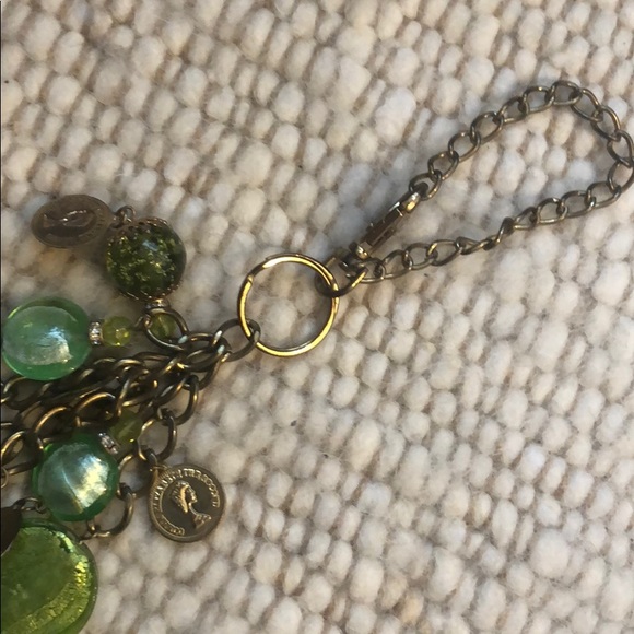 Green and Gold Handbag Charm with Hand Blown Glass - Picture 3 of 8